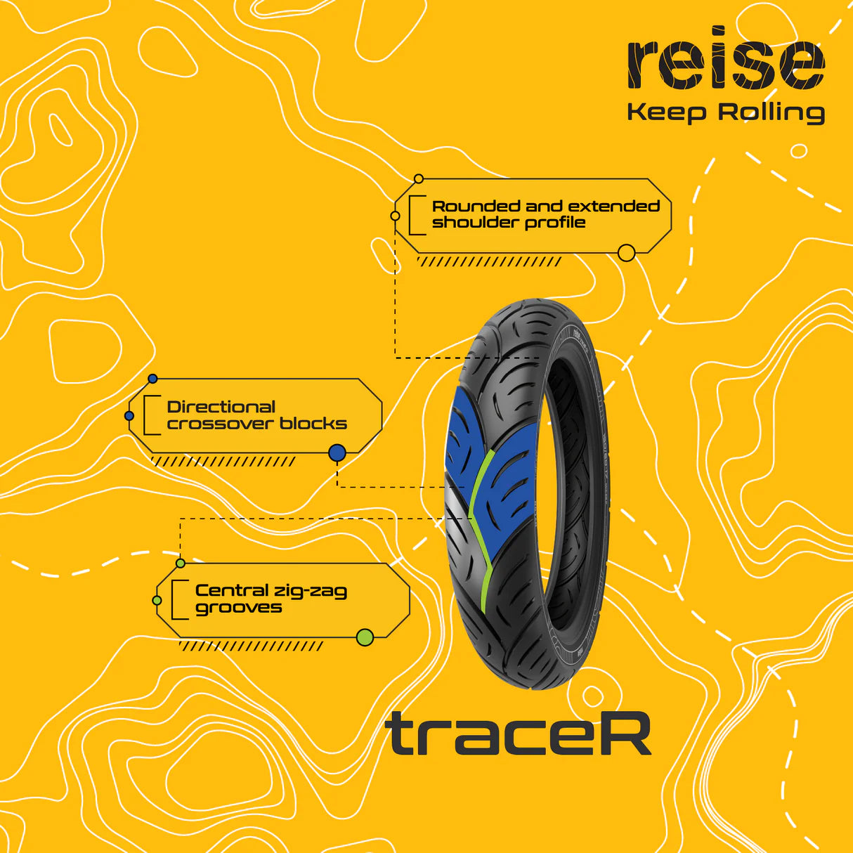 traceR 01 130/70-18 63P Rear Tubeless Tyre
